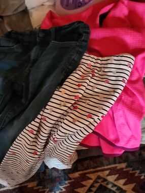 *U.S. Polo Assn. Jeans Girls Pink and Navy Striped Heart Print Bottom Sweatshirt